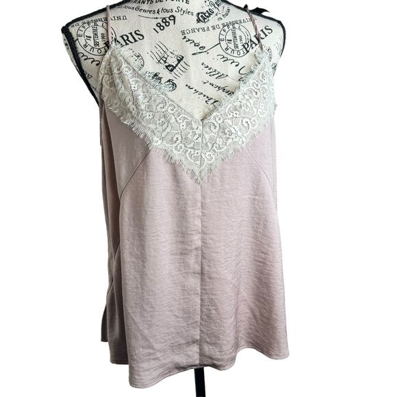 Women's Vintage Express Pink Lace Deep V Fairy CoreCamisole top Large NWT - Picture 1 of 5